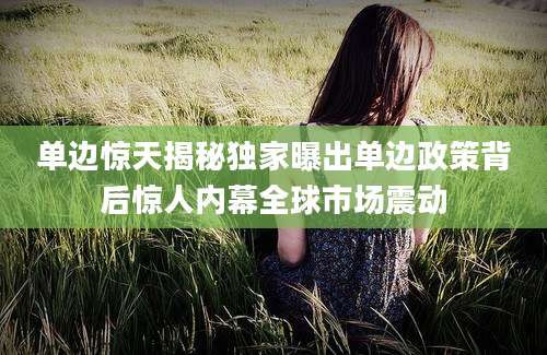 单边惊天揭秘独家曝出单边政策背后惊人内幕全球市场震动