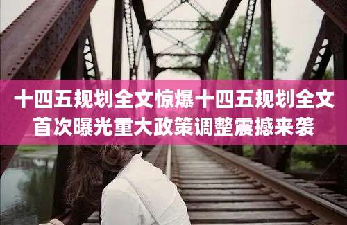 十四五规划全文惊爆十四五规划全文首次曝光重大政策调整震撼来袭