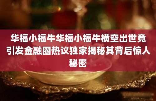 华福小福牛华福小福牛横空出世竟引发金融圈热议独家揭秘其背后惊人秘密