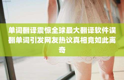 单词翻译震惊全球最大翻译软件误翻单词引发网友热议真相竟如此离奇