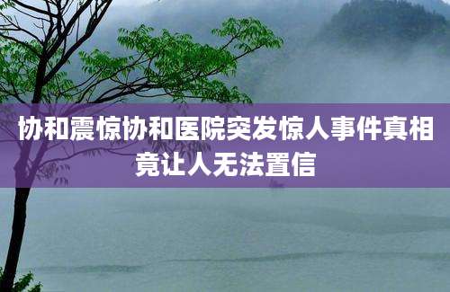 协和震惊协和医院突发惊人事件真相竟让人无法置信