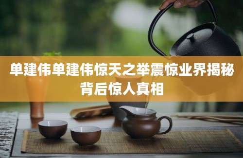 单建伟单建伟惊天之举震惊业界揭秘背后惊人真相