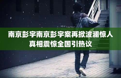 南京彭宇南京彭宇案再掀波澜惊人真相震惊全国引热议