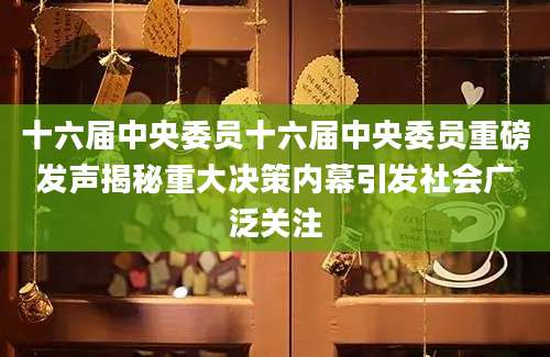 十六届中央委员十六届中央委员重磅发声揭秘重大决策内幕引发社会广泛关注