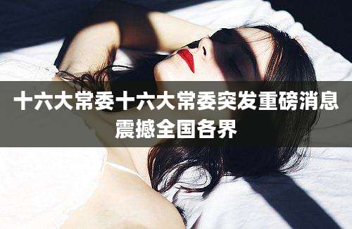 十六大常委十六大常委突发重磅消息震撼全国各界