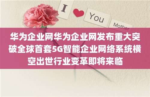 华为企业网华为企业网发布重大突破全球首套5G智能企业网络系统横空出世行业变革即将来临