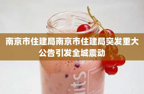 南京市住建局南京市住建局突发重大公告引发全城震动