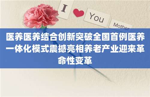 医养医养结合创新突破全国首例医养一体化模式震撼亮相养老产业迎来革命性变革