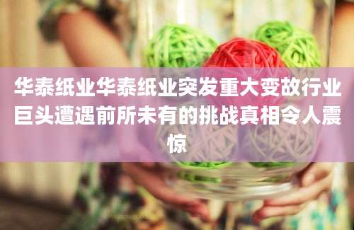 华泰纸业华泰纸业突发重大变故行业巨头遭遇前所未有的挑战真相令人震惊