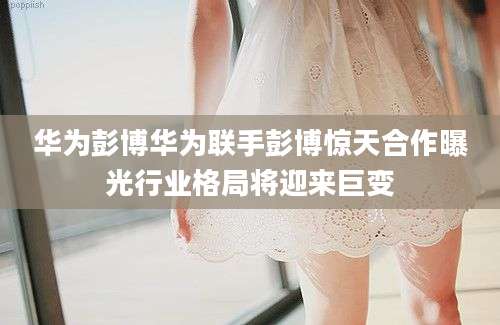华为彭博华为联手彭博惊天合作曝光行业格局将迎来巨变