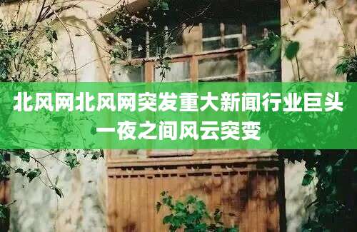 北风网北风网突发重大新闻行业巨头一夜之间风云突变