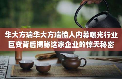 华大方瑞华大方瑞惊人内幕曝光行业巨变背后揭秘这家企业的惊天秘密