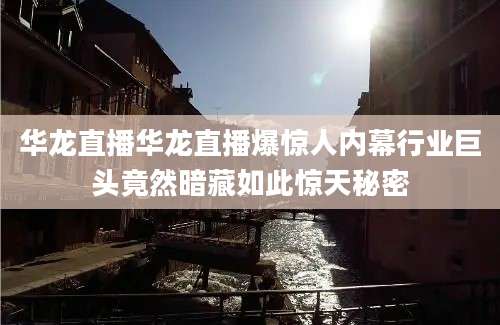 华龙直播华龙直播爆惊人内幕行业巨头竟然暗藏如此惊天秘密