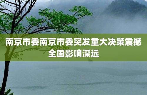 南京市委南京市委突发重大决策震撼全国影响深远