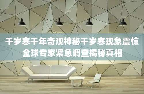 千岁寒千年奇观神秘千岁寒现象震惊全球专家紧急调查揭秘真相