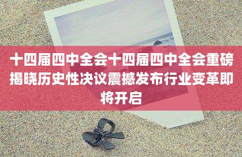十四届四中全会十四届四中全会重磅揭晓历史性决议震撼发布行业变革即将开启