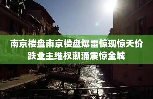 南京楼盘南京楼盘爆雷惊现惊天价跌业主维权潮涌震惊全城