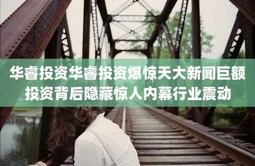华睿投资华睿投资爆惊天大新闻巨额投资背后隐藏惊人内幕行业震动