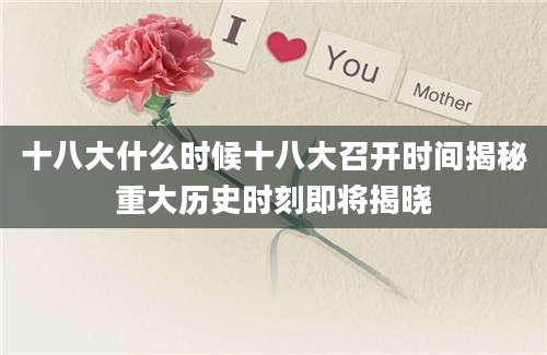 十八大什么时候十八大召开时间揭秘重大历史时刻即将揭晓