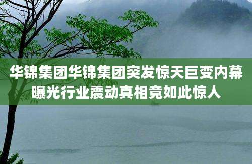 华锦集团华锦集团突发惊天巨变内幕曝光行业震动真相竟如此惊人