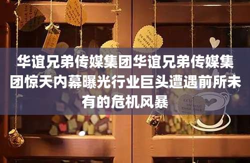 华谊兄弟传媒集团华谊兄弟传媒集团惊天内幕曝光行业巨头遭遇前所未有的危机风暴