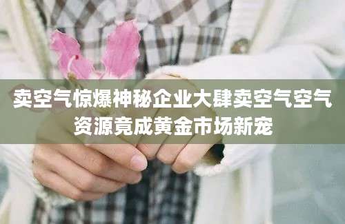 卖空气惊爆神秘企业大肆卖空气空气资源竟成黄金市场新宠