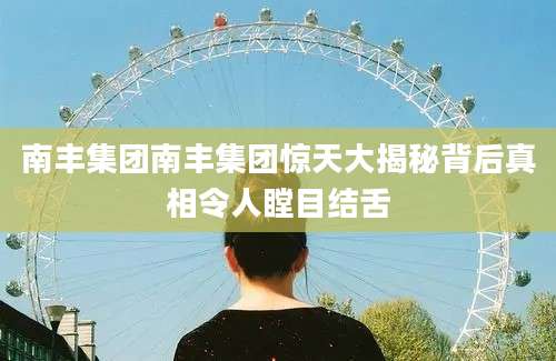 南丰集团南丰集团惊天大揭秘背后真相令人瞠目结舌