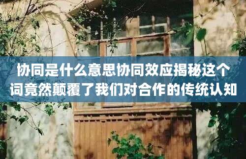 协同是什么意思协同效应揭秘这个词竟然颠覆了我们对合作的传统认知