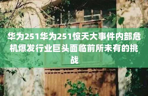 华为251华为251惊天大事件内部危机爆发行业巨头面临前所未有的挑战