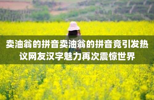 卖油翁的拼音卖油翁的拼音竟引发热议网友汉字魅力再次震惊世界