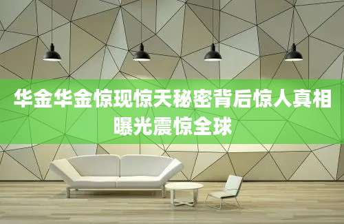 华金华金惊现惊天秘密背后惊人真相曝光震惊全球