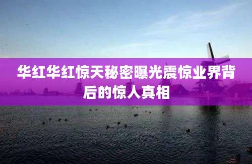 华红华红惊天秘密曝光震惊业界背后的惊人真相