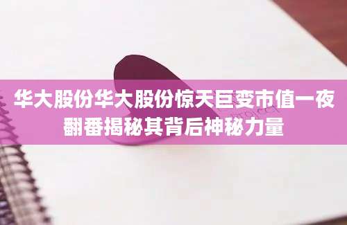 华大股份华大股份惊天巨变市值一夜翻番揭秘其背后神秘力量
