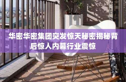 华密华密集团突发惊天秘密揭秘背后惊人内幕行业震惊