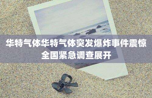 华特气体华特气体突发爆炸事件震惊全国紧急调查展开