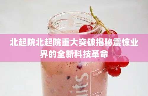 北起院北起院重大突破揭秘震惊业界的全新科技革命
