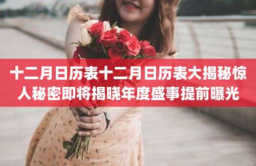 十二月日历表十二月日历表大揭秘惊人秘密即将揭晓年度盛事提前曝光