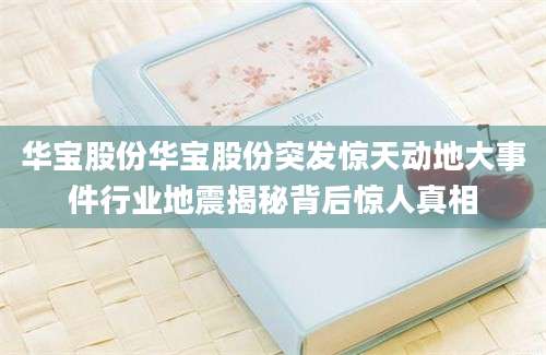 华宝股份华宝股份突发惊天动地大事件行业地震揭秘背后惊人真相