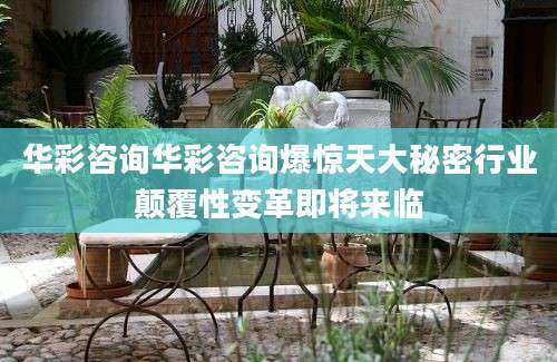华彩咨询华彩咨询爆惊天大秘密行业颠覆性变革即将来临