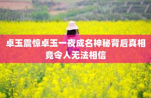 卓玉震惊卓玉一夜成名神秘背后真相竟令人无法相信