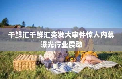 千鲜汇千鲜汇突发大事件惊人内幕曝光行业震动