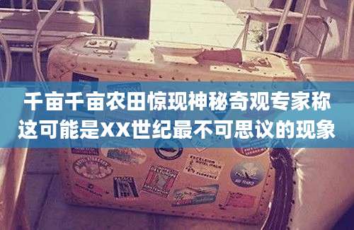 千亩千亩农田惊现神秘奇观专家称这可能是XX世纪最不可思议的现象