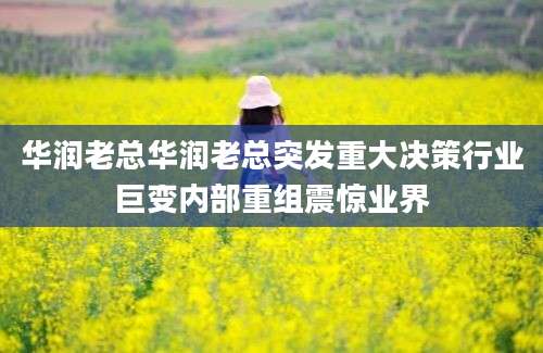 华润老总华润老总突发重大决策行业巨变内部重组震惊业界