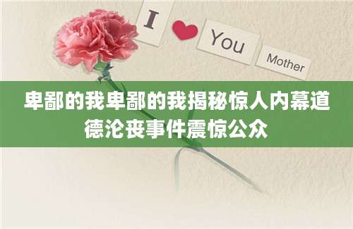 卑鄙的我卑鄙的我揭秘惊人内幕道德沦丧事件震惊公众