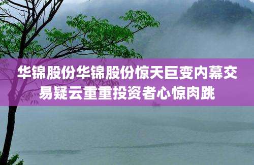 华锦股份华锦股份惊天巨变内幕交易疑云重重投资者心惊肉跳