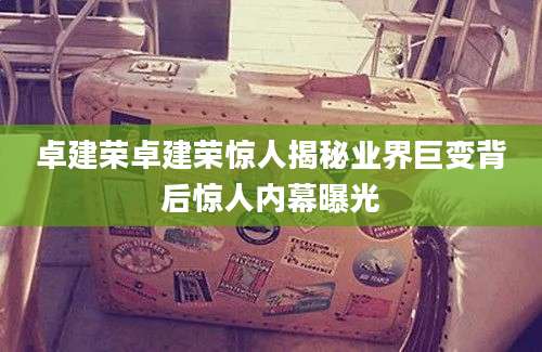卓建荣卓建荣惊人揭秘业界巨变背后惊人内幕曝光