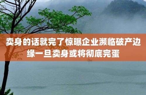 卖身的话就完了惊曝企业濒临破产边缘一旦卖身或将彻底完蛋