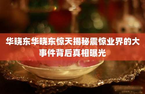 华晓东华晓东惊天揭秘震惊业界的大事件背后真相曝光