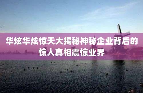 华炫华炫惊天大揭秘神秘企业背后的惊人真相震惊业界