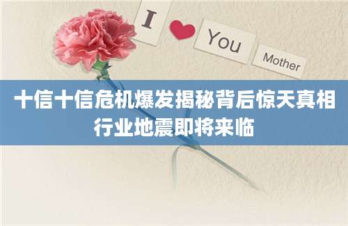 十信十信危机爆发揭秘背后惊天真相行业地震即将来临